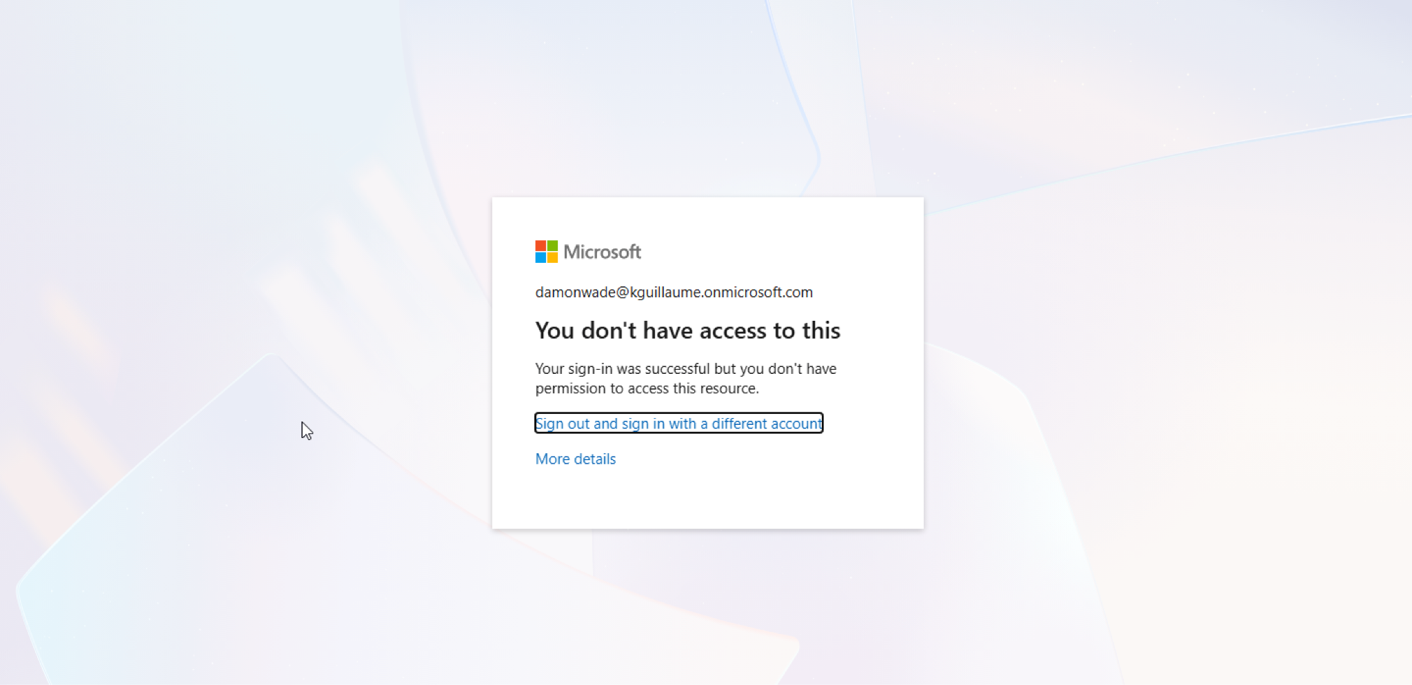 Damon Wade access denied after Conditional Access policy enforcement