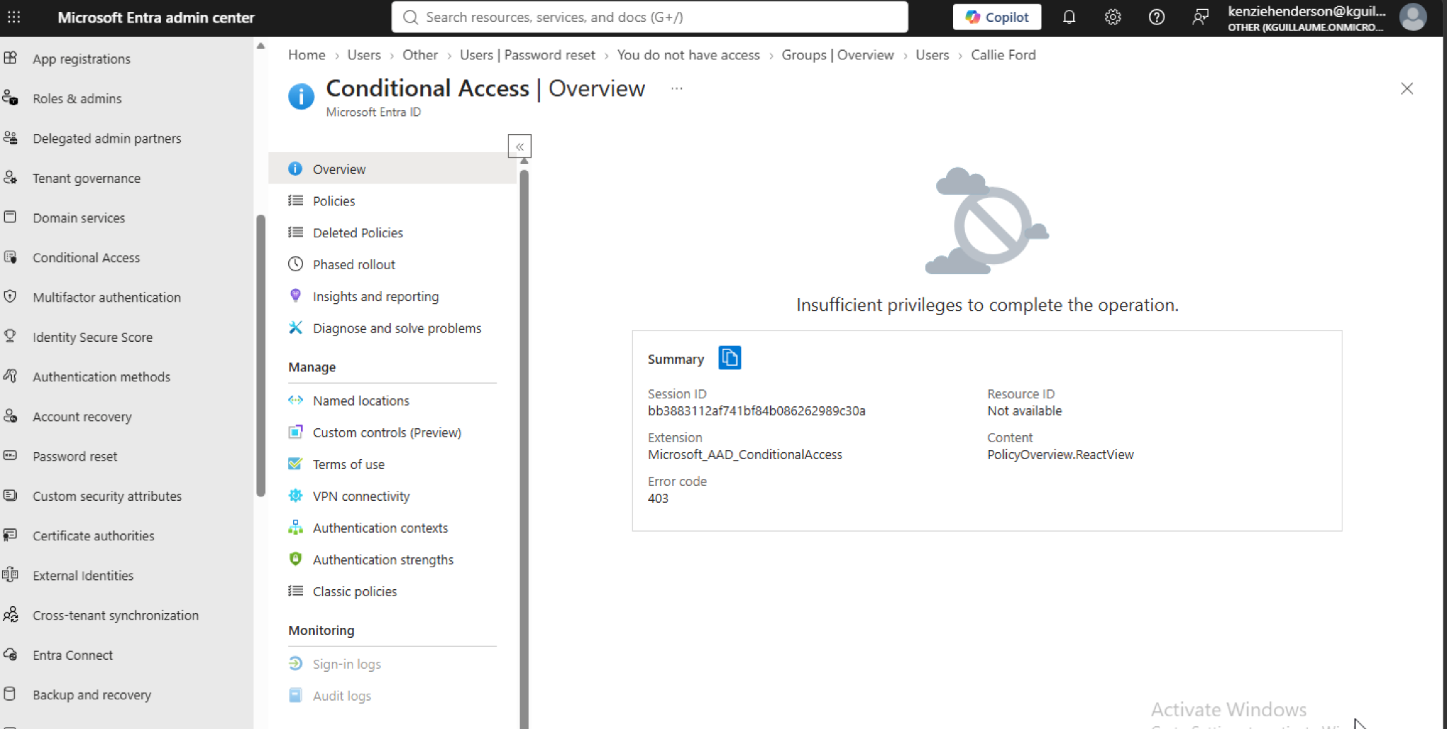 Kenzie Henderson restricted from Conditional Access