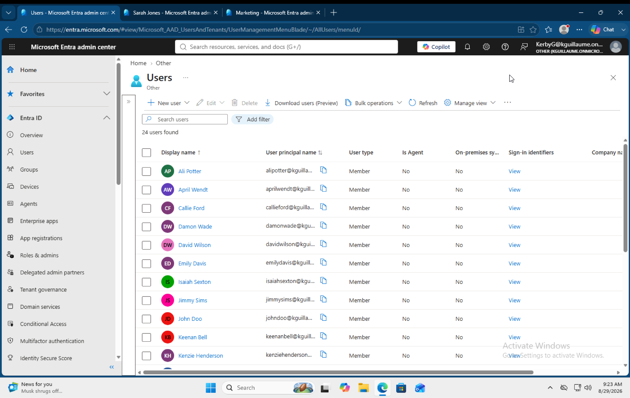 Microsoft Entra ID users